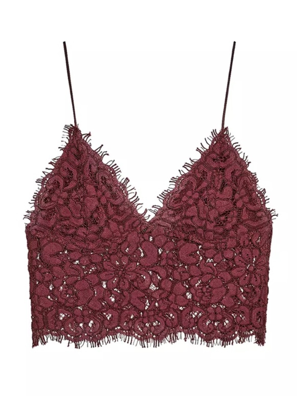Zara Embroidered Cropped Top - Burgundy